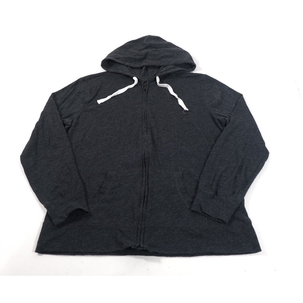 Old Navy Hoodie Women L Gray Cal Slub Hood Zip Up Lightweight Casual Sweatshirt